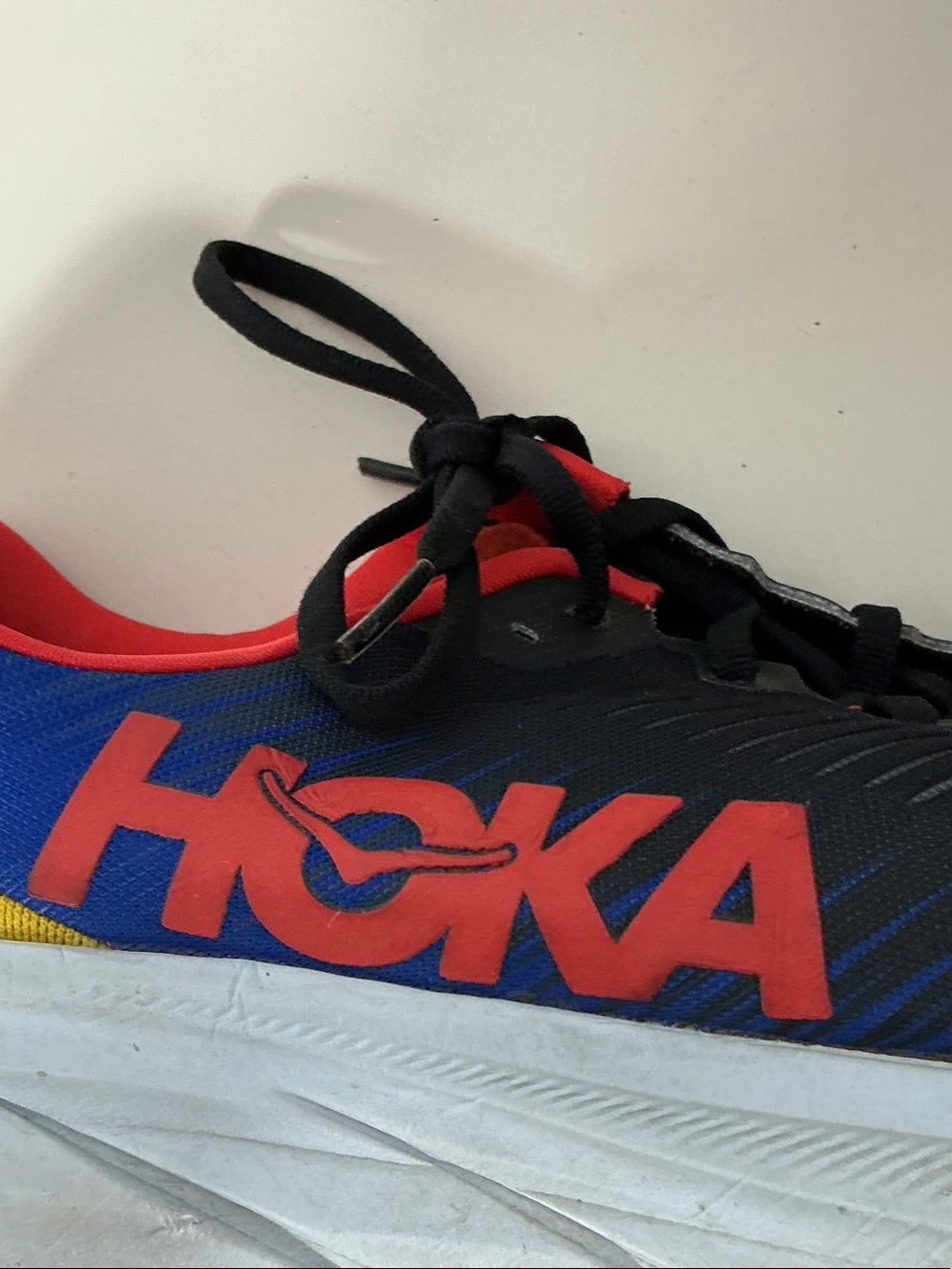 Hoka Men’s Rincon 3 Black Running Shoes with Red and Blue Accents - Picture 2 of 12
